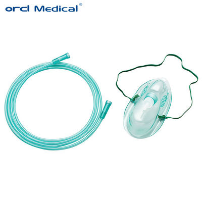 หน้ากากออกซิเจน PVC แบบใช้ครั้งเดียวจากโรงงานผู้ผลิต พร้อมสายยาง CE LSO