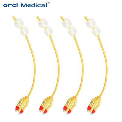 4 Way Latex Foley Catheter ซิลิโคนเคลือบบัลลูนคู่ Latex Urinary Catheters