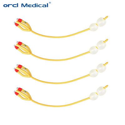 แบลลูนสองครั้งสําหรับการแพทย์ 4 ทาง Latex Foley Catheter สําหรับการนําเข้าเรียบ