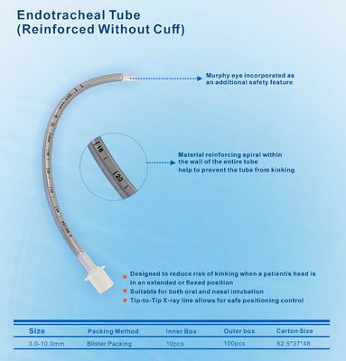 อุปกรณ์การแพทย์ PVC แบบเสริมแรงหน่วง PVC Cuffed / Uncuffed 2.0-10.0mm endotracheal tube tube use