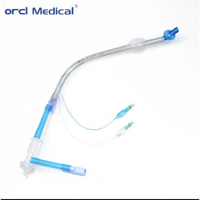 ท่อหลอดลมคู่แบบมีบอลลูนสองชั้นพร้อมสไตเลต PVC ที่โหลดไว้ล่วงหน้า อุปกรณ์สิ้นเปลืองทางการแพทย์สำหรับการผ่าตัด